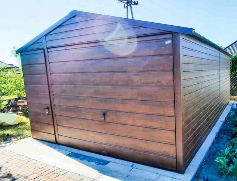 Plechová garáž 4m x 7m sedlová střecha výklopná vrata TS272 - foto 2