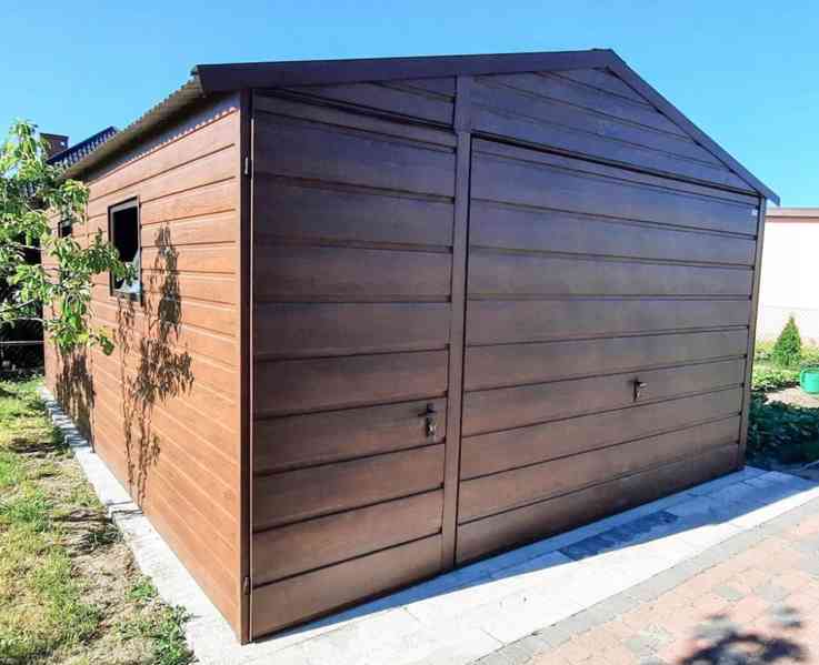 Plechová garáž 4m x 7m sedlová střecha výklopná vrata TS272 - foto 3