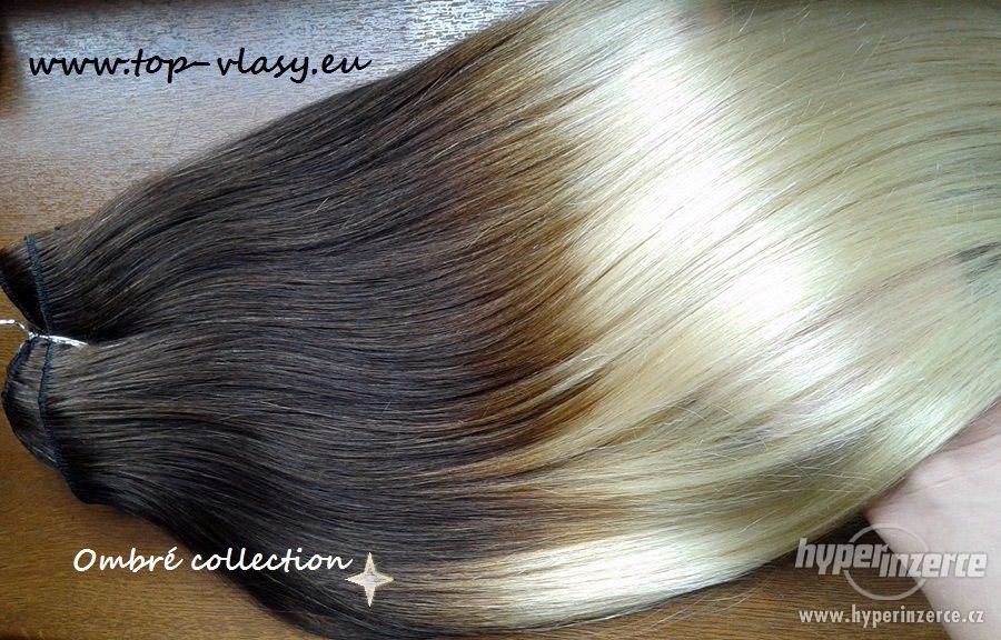 Clip in Ombré -100% lidské vlasy - luxusní sady 120-210 g ! - foto 1