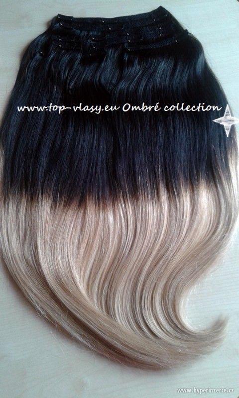 Clip in Ombré -100% lidské vlasy - luxusní sady 120-210 g ! - foto 5