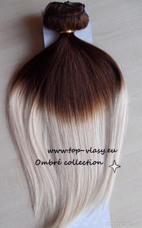 Clip in Ombré -100% lidské vlasy - luxusní sady 120-210 g ! - foto 11