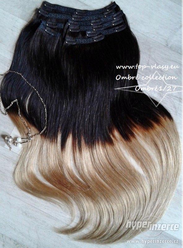 Clip in Ombré -100% lidské vlasy - luxusní sady 120-210 g ! - foto 12