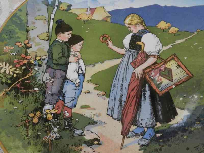 Obří  barevný Talíř Chlapci a Dívka  Villeroy Boch Mettlach  - foto 4