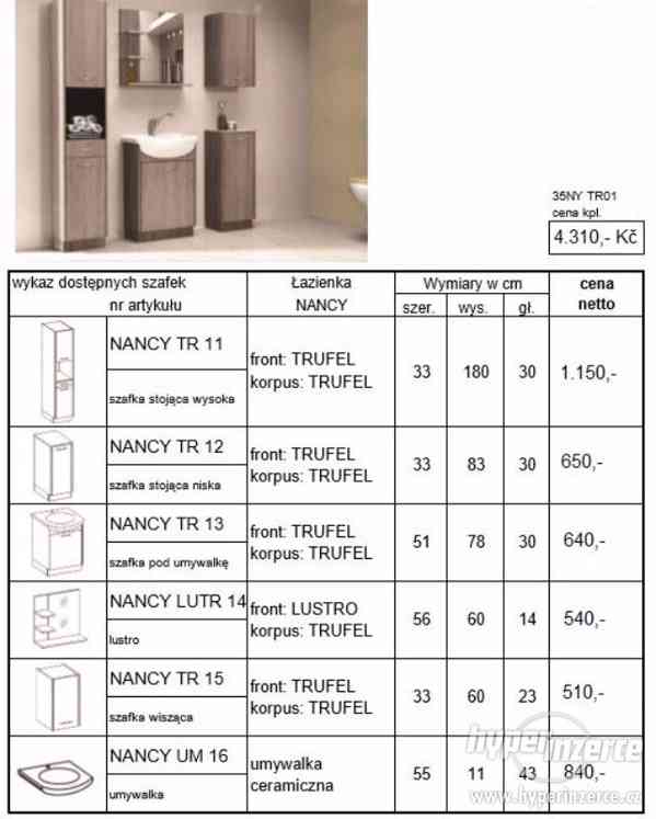 Nový koupelnový set Nancy - různé dekory korpusu - foto 6