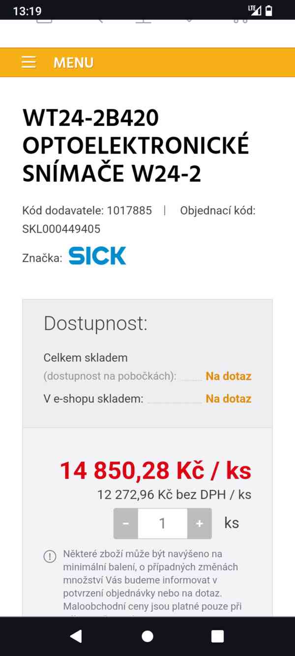 Optické čidlo, sensor fotoelektrický SICK WT24-2B420 1017885 - foto 5