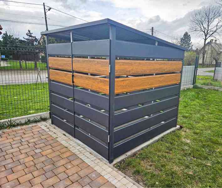 Přístřešek na popelnice 2x2 m antracit + Imitace dřeva TS629 - foto 3