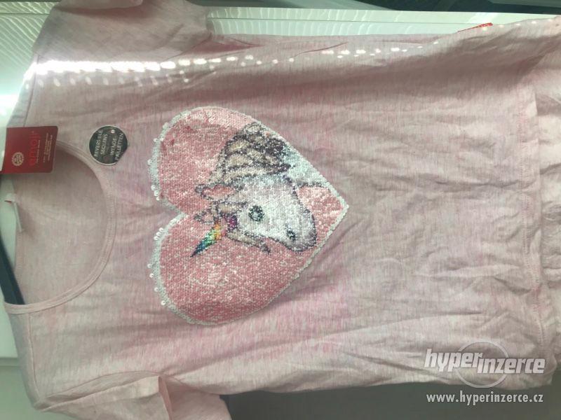 Růžové tričko EMOJI Unicorn/Srdce - foto 1