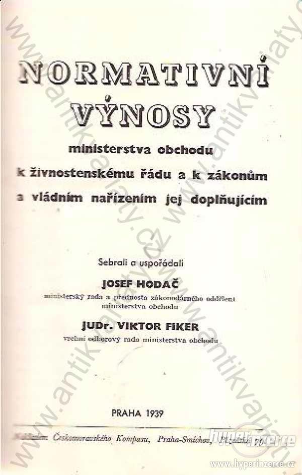 Normativní výnosy ministerstva obchodu 1939 - foto 1