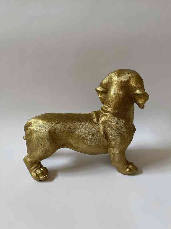 Jezevčík - zlatá dekorační socha - foto 3