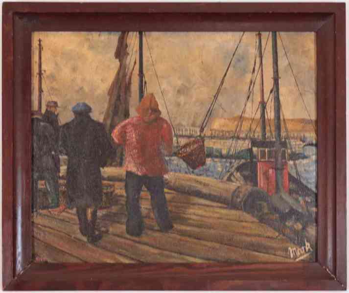 Obraz „Rybáři na lodi” Signovaný - foto 1