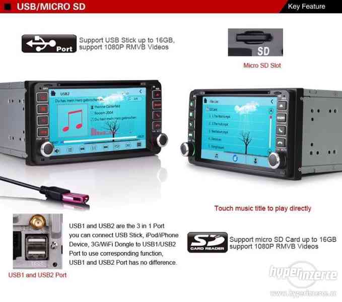 TOYOTA Dotykove Autoradio + GPS NAVI DVD BT SD USB - foto 4