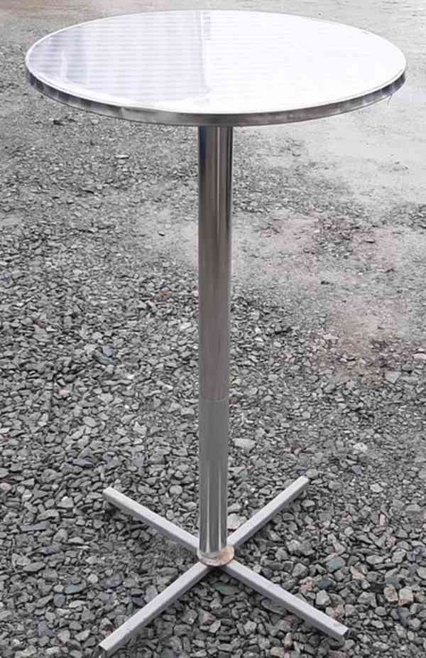 Barový stolek kovový kulatý průměr 60 cm, výška 110 cm  - foto 1