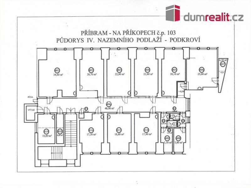 Pronájem, kancelářské prostory,3.patro, po rekonstrukci, centrum, Příbram - foto 2