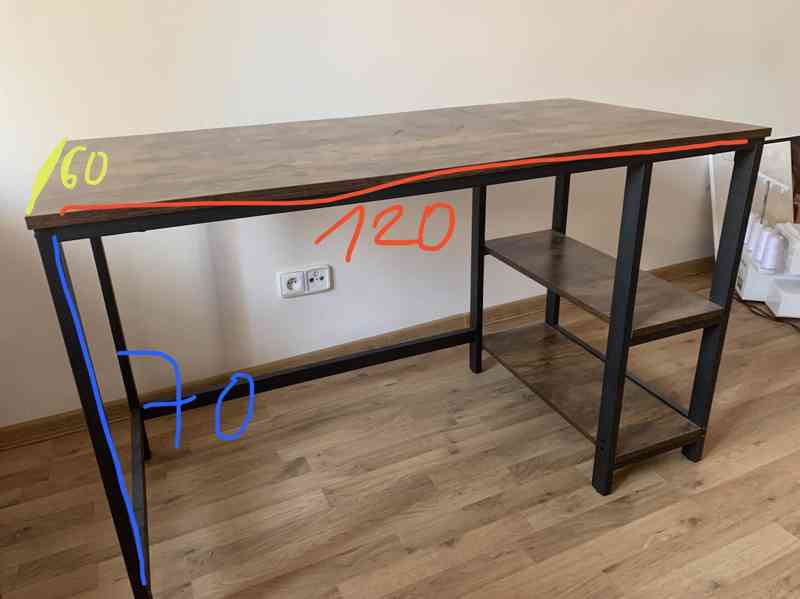 Stůl kov/dřevo - foto 1