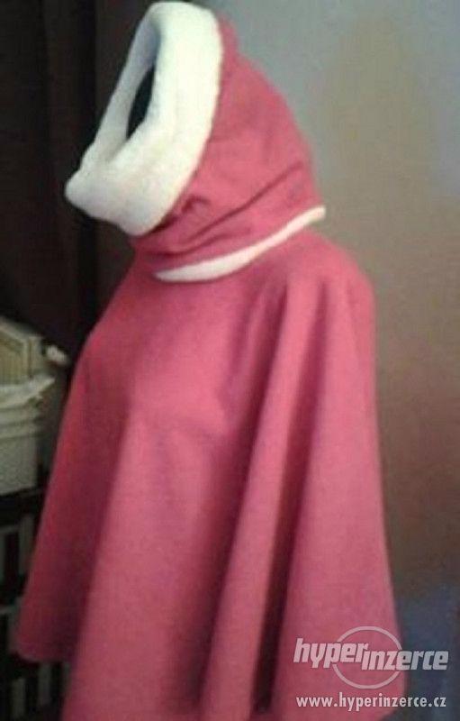 dívčí růžová  pelerína kabátek paletko pončo s tunelem šálou - foto 2