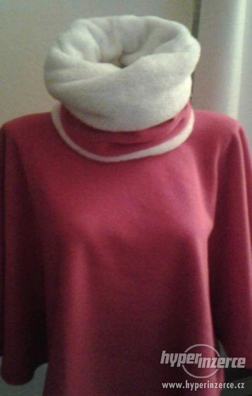 dívčí růžová  pelerína kabátek paletko pončo s tunelem šálou - foto 3