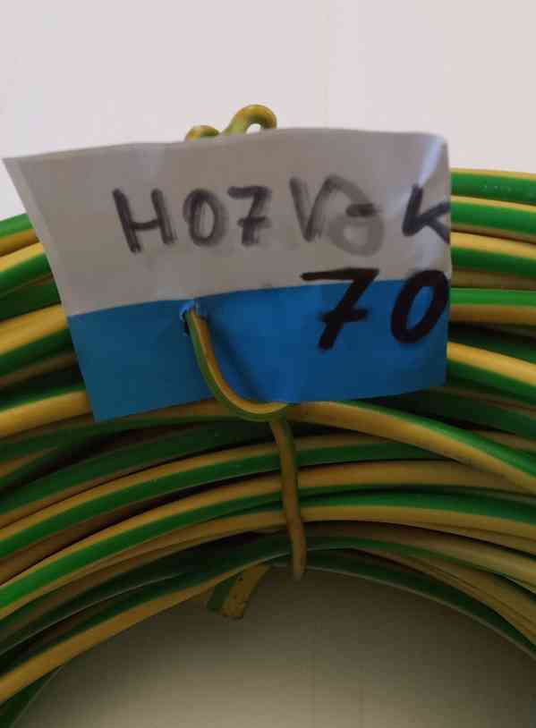 Vodič žlutozelený H07V-K 6mm lanko  Délka 70 metrů Stav nový - foto 2