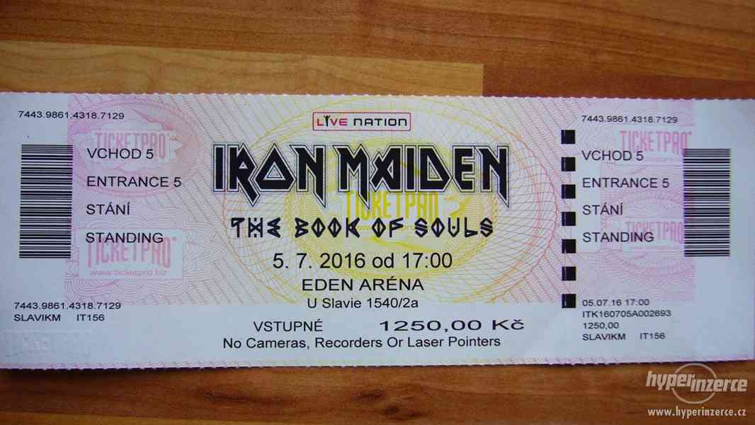 Iron Maiden - prodám vsupenku - foto 1