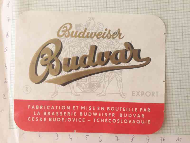  Budvar - Budweiser - export Francie - pivní etiketa 