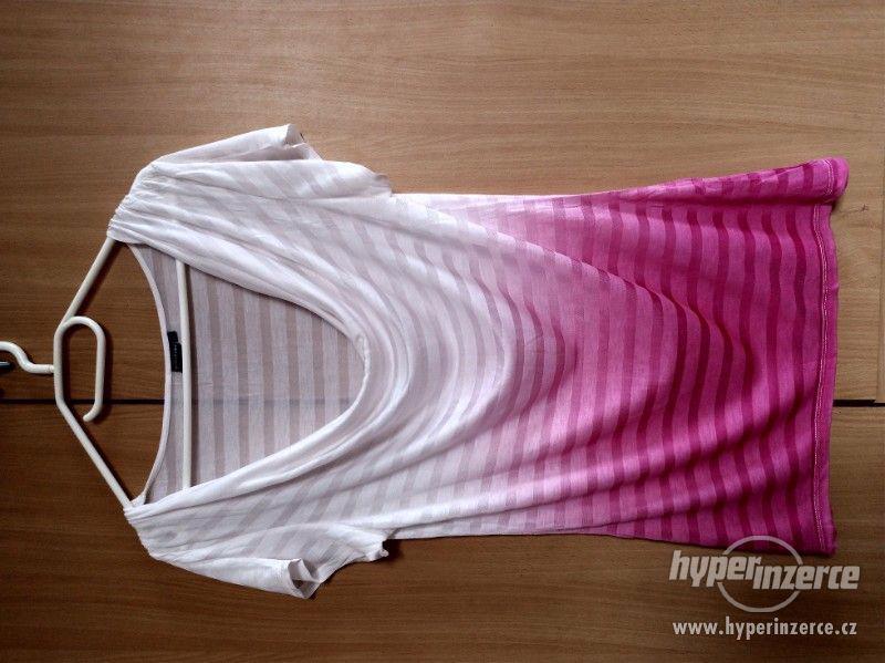 Bílo-růžové dlouhé triko - foto 2