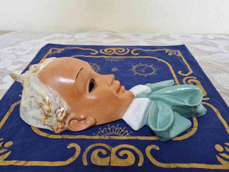 Krásná ručně malovaná Art Deco Maska Děvčátko Dívka Čechy - foto 3