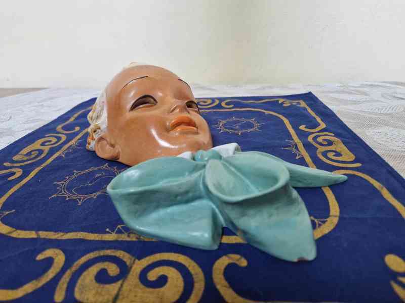 Krásná ručně malovaná Art Deco Maska Děvčátko Dívka Čechy - foto 4