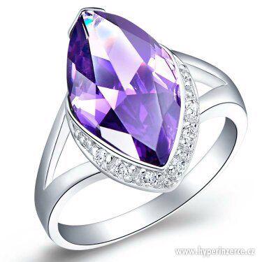 Luxusní prsten s Amethyst krystalem a a polodrahokamy CZ - foto 1