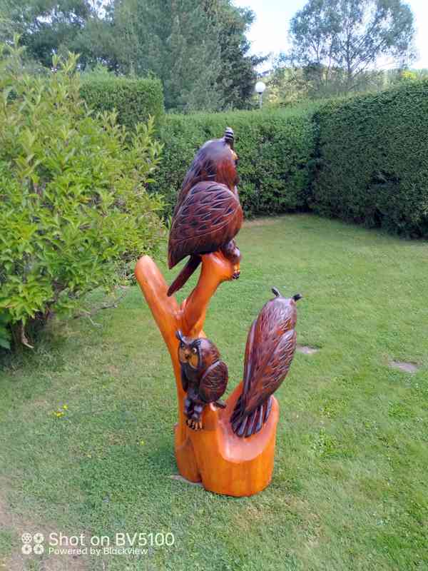 Dřevěné sochy - Soví rodinka  - foto 4