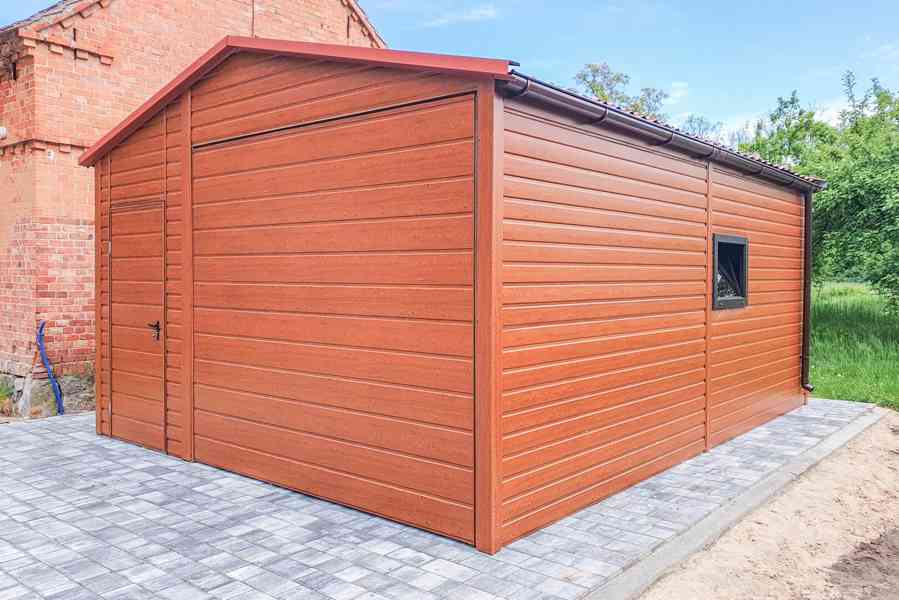 Plechova garáž 4,5x6m - výklopná vrata - dveře - Okno TS728 - foto 2