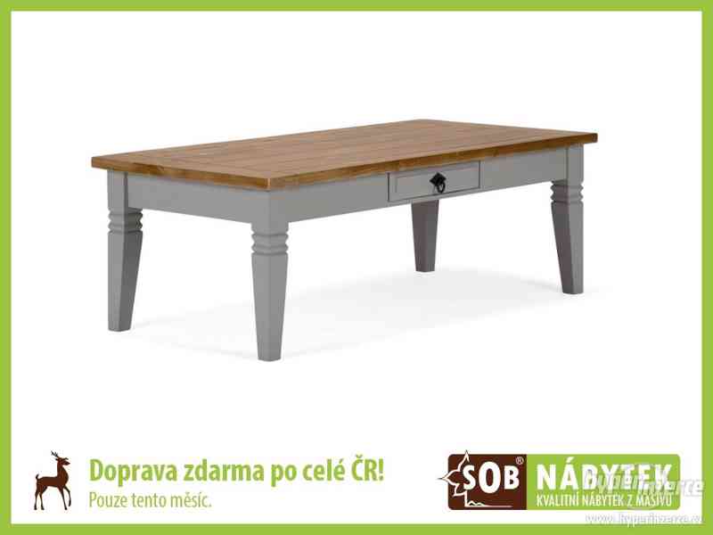 Šedý konferenční stolek, dřevěný konferenční stolek - foto 1