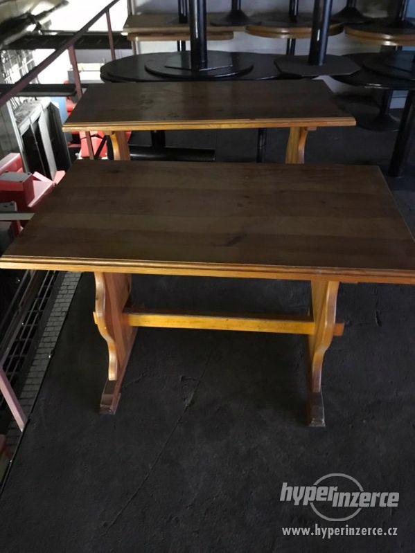 Dřevěný set - stůl,stůl půl ovál,lavice,židle - foto 1