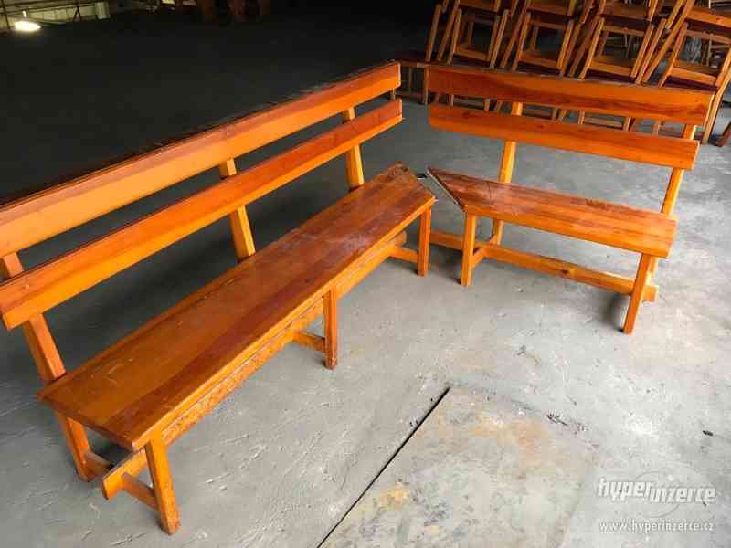 Dřevěný set - stůl,stůl půl ovál,lavice,židle - foto 3