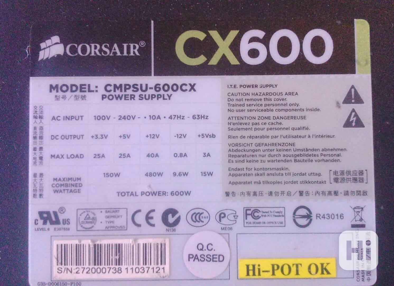 PC ATX Zdroj Corsair CX 600 W - foto 1