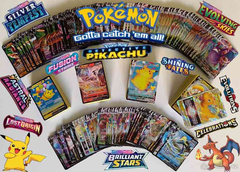 Pokemon Balíčky 75ks/100ks/150ks/200ks + V/Vmax Karta