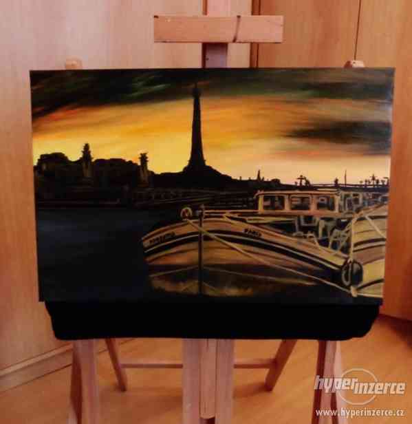 Přístav v Paříži- malba na plátno olej - foto 1