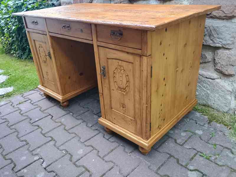 starý psací stůl smrk - foto 3