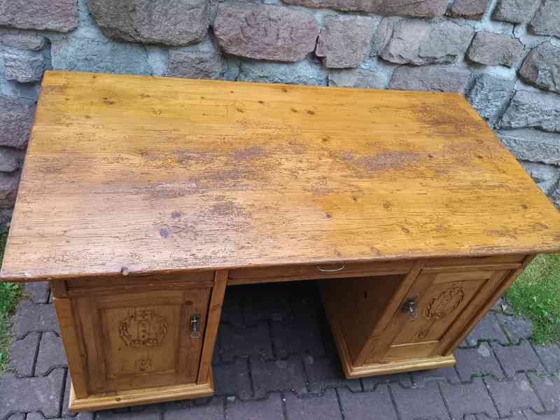 starý psací stůl smrk - foto 6