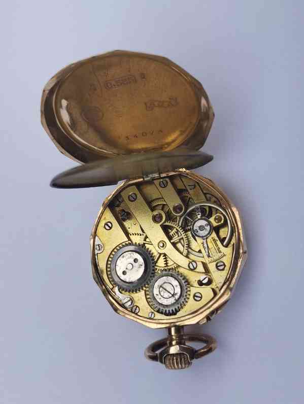 Zlaté 14k staré hodinky jeptišky, hranaté, funkční - foto 13