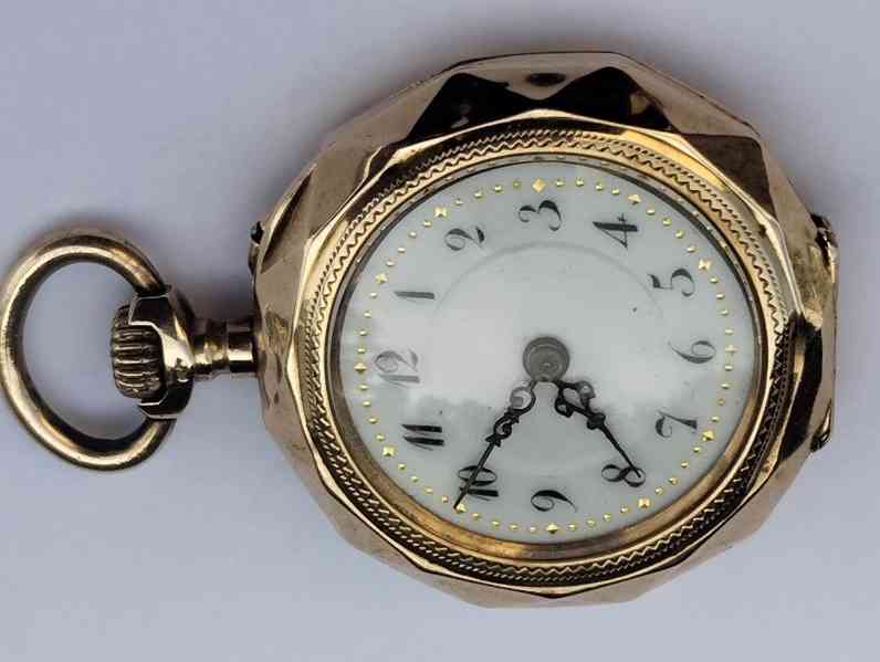 Zlaté 14k staré hodinky jeptišky, hranaté, funkční - foto 21