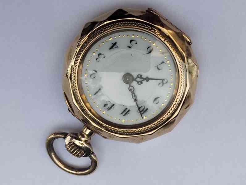 Zlaté 14k staré hodinky jeptišky, hranaté, funkční - foto 27