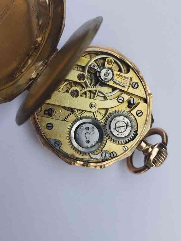 Zlaté 14k staré hodinky jeptišky, hranaté, funkční - foto 15