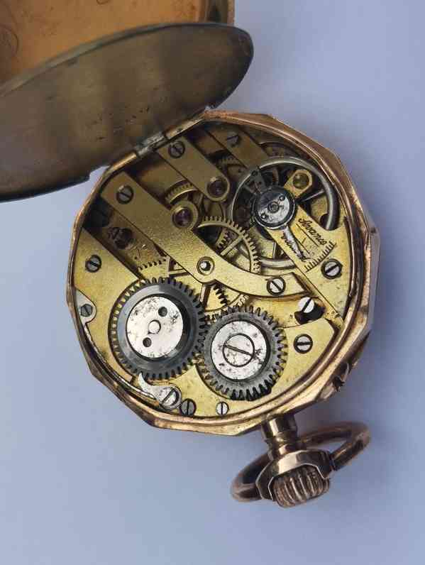 Zlaté 14k staré hodinky jeptišky, hranaté, funkční - foto 14