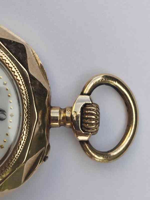 Zlaté 14k staré hodinky jeptišky, hranaté, funkční - foto 23