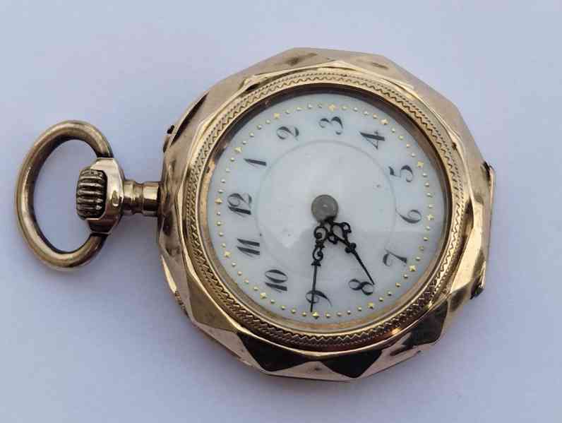 Zlaté 14k staré hodinky jeptišky, hranaté, funkční