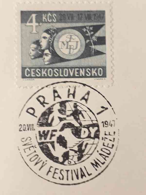  Světový festival mládeže Praha 1947 - 2 známky s razítkem  - foto 3