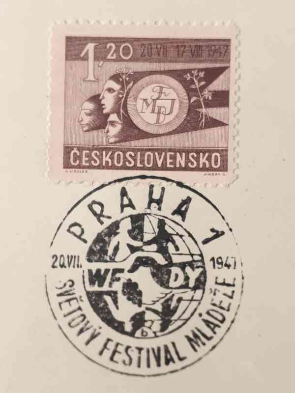  Světový festival mládeže Praha 1947 - 2 známky s razítkem  - foto 4