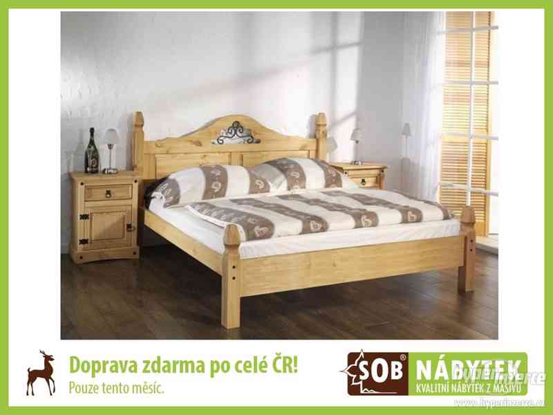 Manželská postel 180x200, dřevěná postel z masivu - foto 1