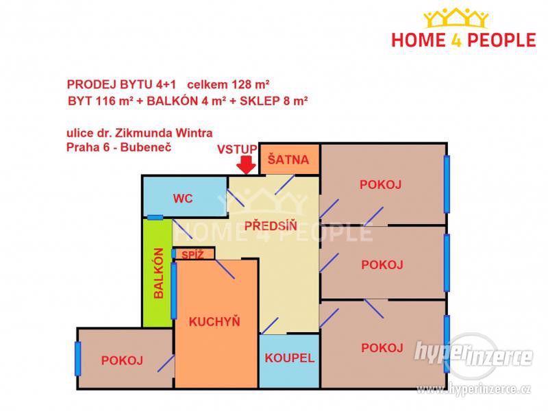 Prodej bytu 4+1/B o výměře bytu 128 m, Praha 6 - Bubeneč, ul. dr. Zikmunda Wintra - foto 1