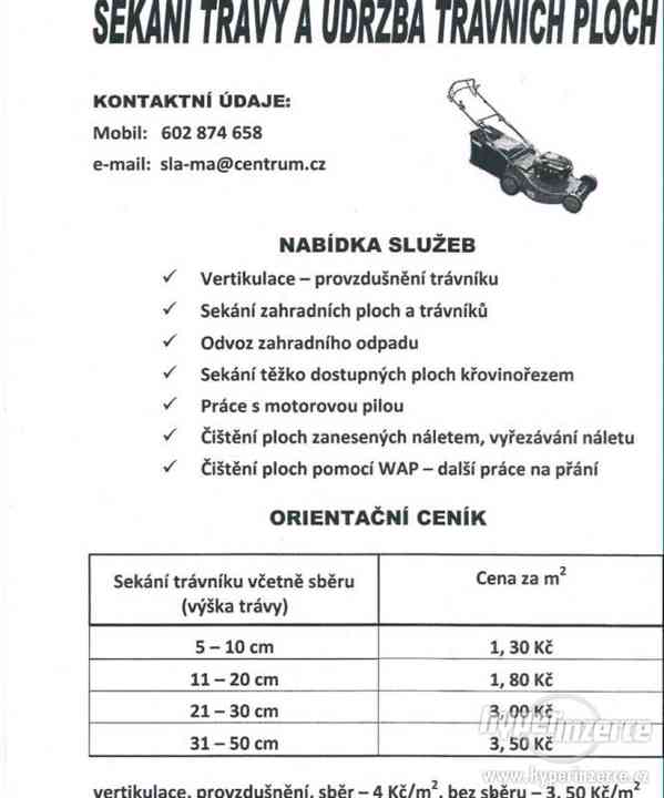 Sekání trávy a udržba trav. ploch-Praha východ - foto 1