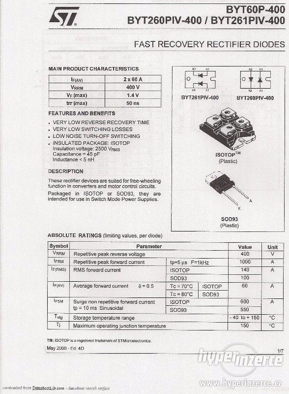 Fast Recovery Rectifier Diodes fy ST Microelectronics. - foto 1